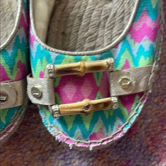 Colorful Zigzag Patterned Women's Flats by Elaine Turner. - Picture 2 of 6